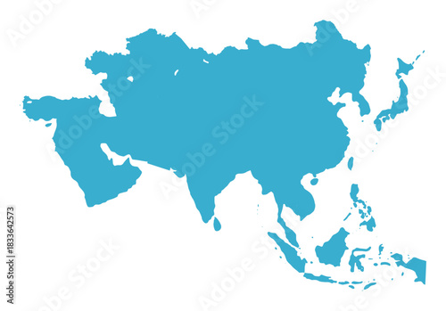 Asia Map Vector. Asia Continent Map Vector Illustration.