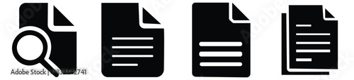 Attach document icon vector icons set in black and blue format 
