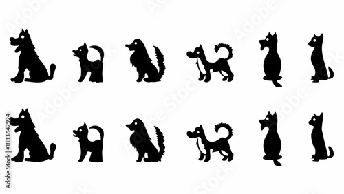 Adorable dog breeds silhouette collection perfect for pet lovers, dog walkers, groomers, and veterinarians, playful vector graphics with transparent background