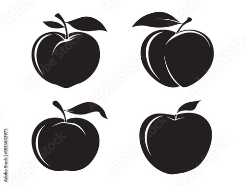 A stunning set of four gorgeous peach silhouette vector icons