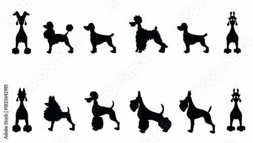 Elegant dog breed silhouettes, perfect for pet lovers and modern design projects, offering a clean and sophisticated aesthetic for a variety of applications