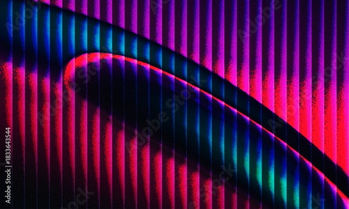 Neon glass spiral wave of transparent lines with blue brown gradient on dark 3d background. Abstract dna structure for science technology design. Futuristic graphic render wallpaper. 3D illustration