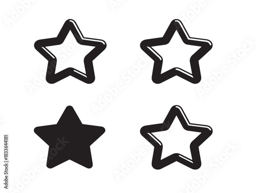 A gorgeous set of four nice star silhouette vector icons