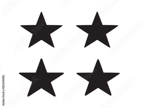 A stunning collection of four solid black star silhouette vector icons