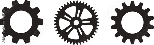 Gear wheel icon set. Black gear and cogwheel vector icon set