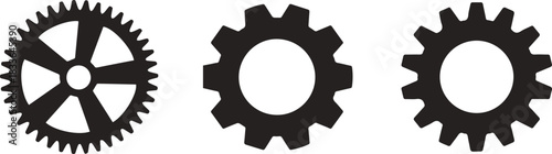 Gear wheel icon set. Black gear and cogwheel vector icon set