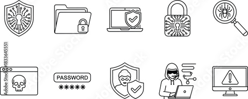 Farming and Agriculture Icon Set Vector: Gardening, Cultivation, Harvest, Planting, Rural Equipment, and Organic Food Production Line Art Elements