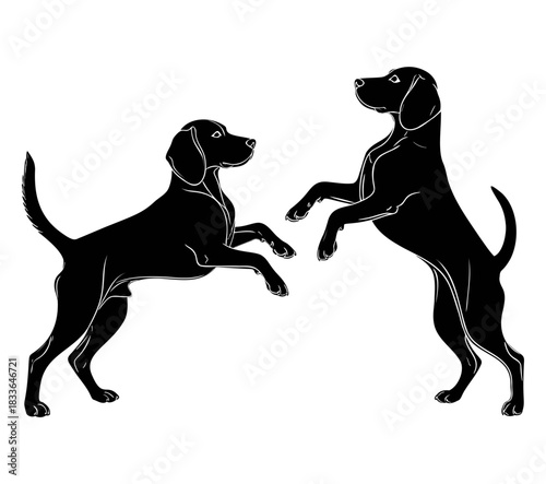 Black Beagle dogs silhouette vector illustration isolated