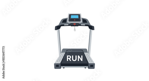 Modern treadmill exercise machine for running and cardio workouts in the gym or at home, isolated on a white background.