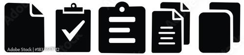 Attach document icon vector icons set in black and blue format 