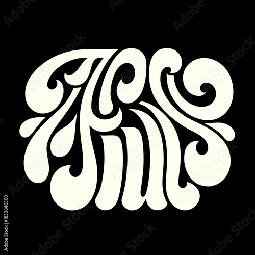 Creamy white retro typography on black background vintage