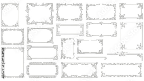 Vector set of vintage decorative frames, labels, borders, and banners for design and illustration