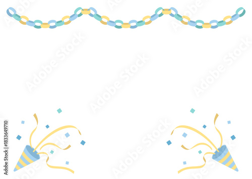 誕生日のお祝いやパーティーに使える輪飾りガーランドとクラッカーの装飾セット