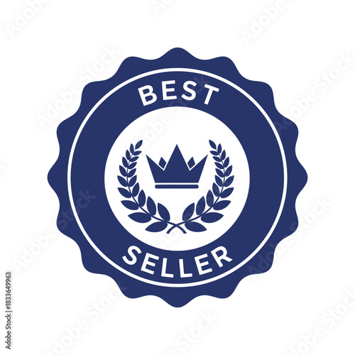 Best seller award badge icon for top product recognition Vector