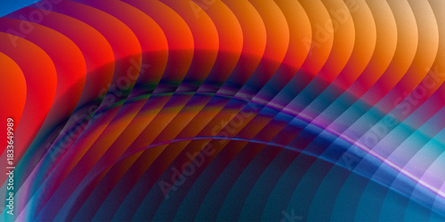 Neon glass spiral wave of transparent lines with blue brown gradient on dark 3d background. Abstract dna structure for science technology design. Futuristic graphic render wallpaper. 3D illustration