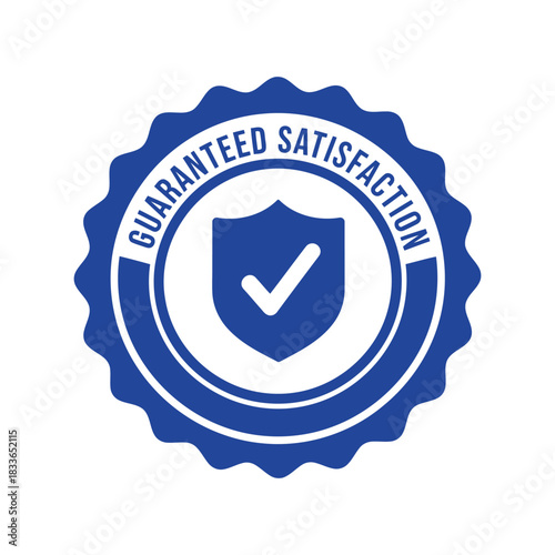 Guaranteed satisfaction blue badge icon   quality assurance seal Vector