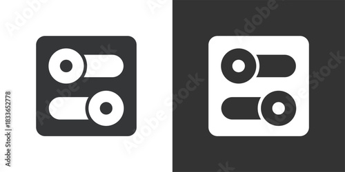 Dual Toggle Switches icon. Solid glyph series icon