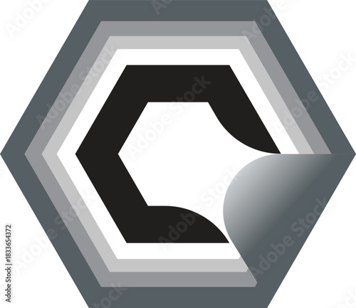 Geometric hexagon logo sticker peel