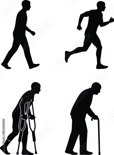 Silhouette Human Movement Progression Walking Running Injury Aging