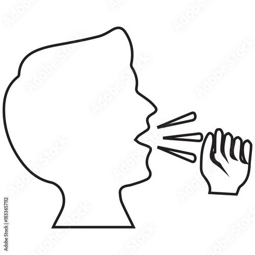 Speaking and covering mouth