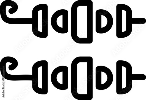 Two Line Art Skewers for Barbecue Grilling and Summer Meals
