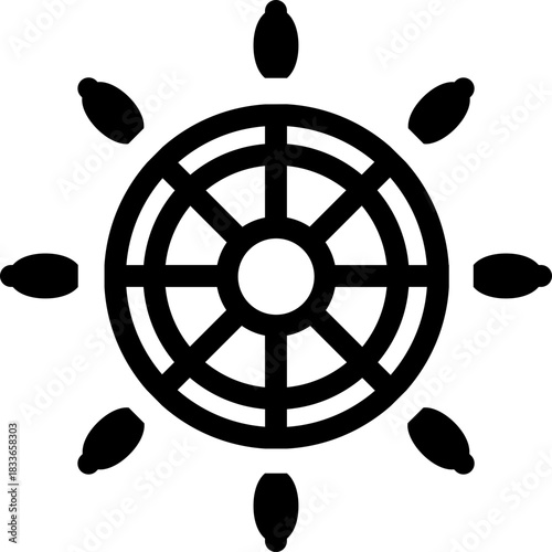 Religious Dharma Wheel Symbol Icon