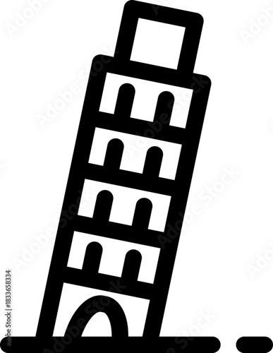 Simple line icon of a leaning architectural tower