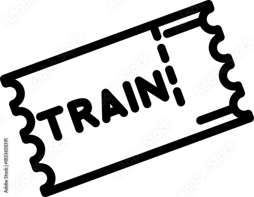 Simple Black and White Train Ticket Icon Illustration