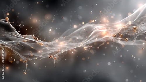 Ethereal Abstract Flow with Particles and Glowing Light Effects