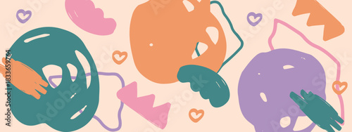 Abstract Hand-Drawn Art Background with Playful Forms