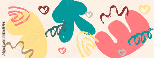 Vibrant Hand-Drawn Art Background with Abstract Playful Forms