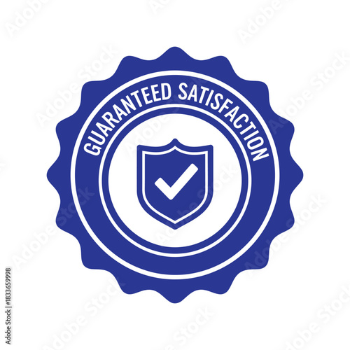 Satisfaction guarantee shield checkmark badge   quality assurance Vector