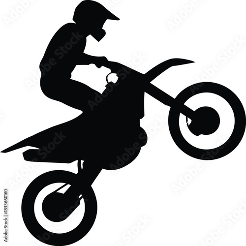 Motocross Rider Silhouette Jump on Dirt Bike