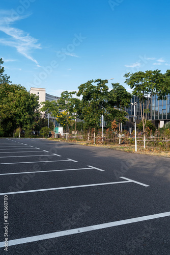 Empty urban road and buildings in the city