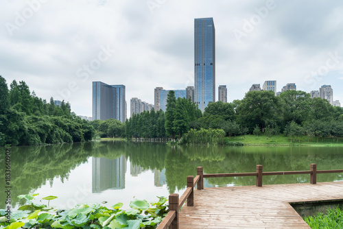 Lakeside modern office building in China