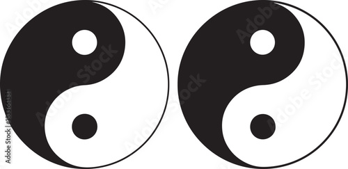 Two yin yang symbols silhouette
