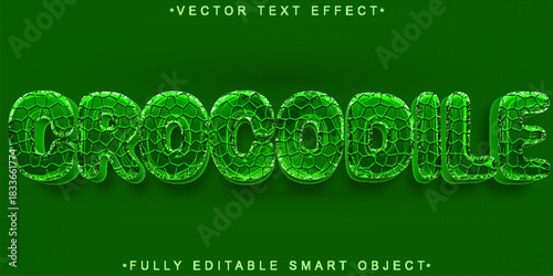  Crocodile Reptile Wild Vector Fully Editable Smart Object Text Effect