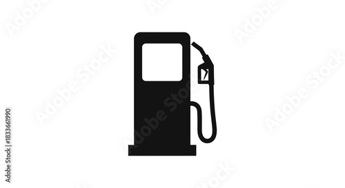 A simple black gas pump icon represents fuel and energy stations a modern silhouette