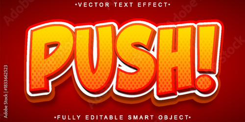  Cartoon Push Fun Vector Fully Editable Smart Object Text Effect