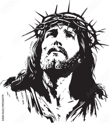 Image of Devine: A portrait of a central religious figure. This image aims to portray a state of deep reflection and serenity, symbolizing a pivotal moment within religious iconography. 