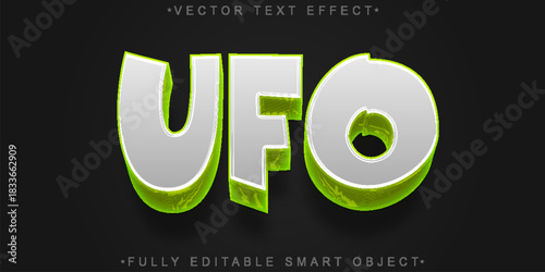 UFO Alien Spaceship Vector Fully Editable Smart Object Text Effect