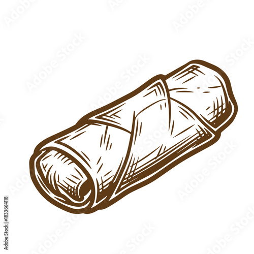 Hand drawn sketch vintage of a delicious spring roll illustration isolated on white background