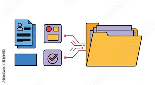 Digital data transfer and organization into a digital folder for efficient storage and retrieval