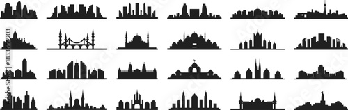 Five elegant female model silhouettes showcasing various stylish dresses, perfect for luxury fashion, beauty, and glamour concepts,