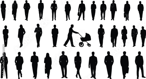 Fashionable, elegant female model silhouettes showcasing diverse, stylish outfits perfect for luxury apparel, beauty, and glamour concepts,