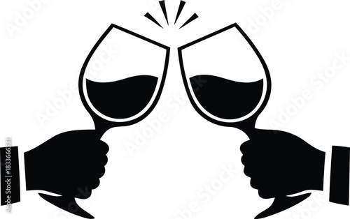Clinking Wine Glasses Toast Icon – Celebration Cheers Symbol