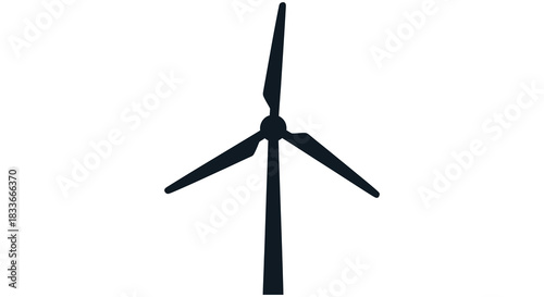 A simple depiction of a wind turbine against a white background a stark silhouette