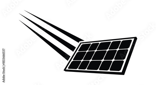 A striking black and white image of a solar panel with radiating light silhouette
