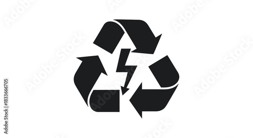 A striking black recycling symbol design with three chasing arrows a bold silhouette