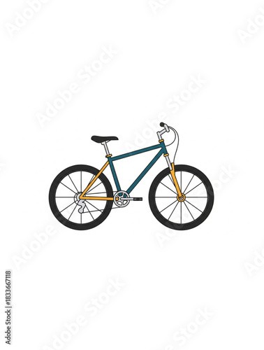 Illustration of a blue and yellow mountain bike
